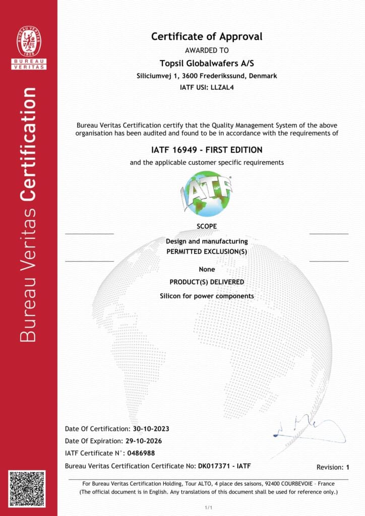 Kvalitet og certifikater - Topsil